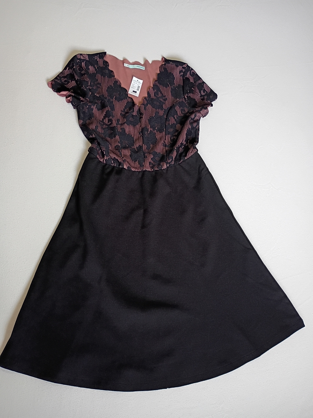 Maurices NWT Rose Pink Black Lace dress size S